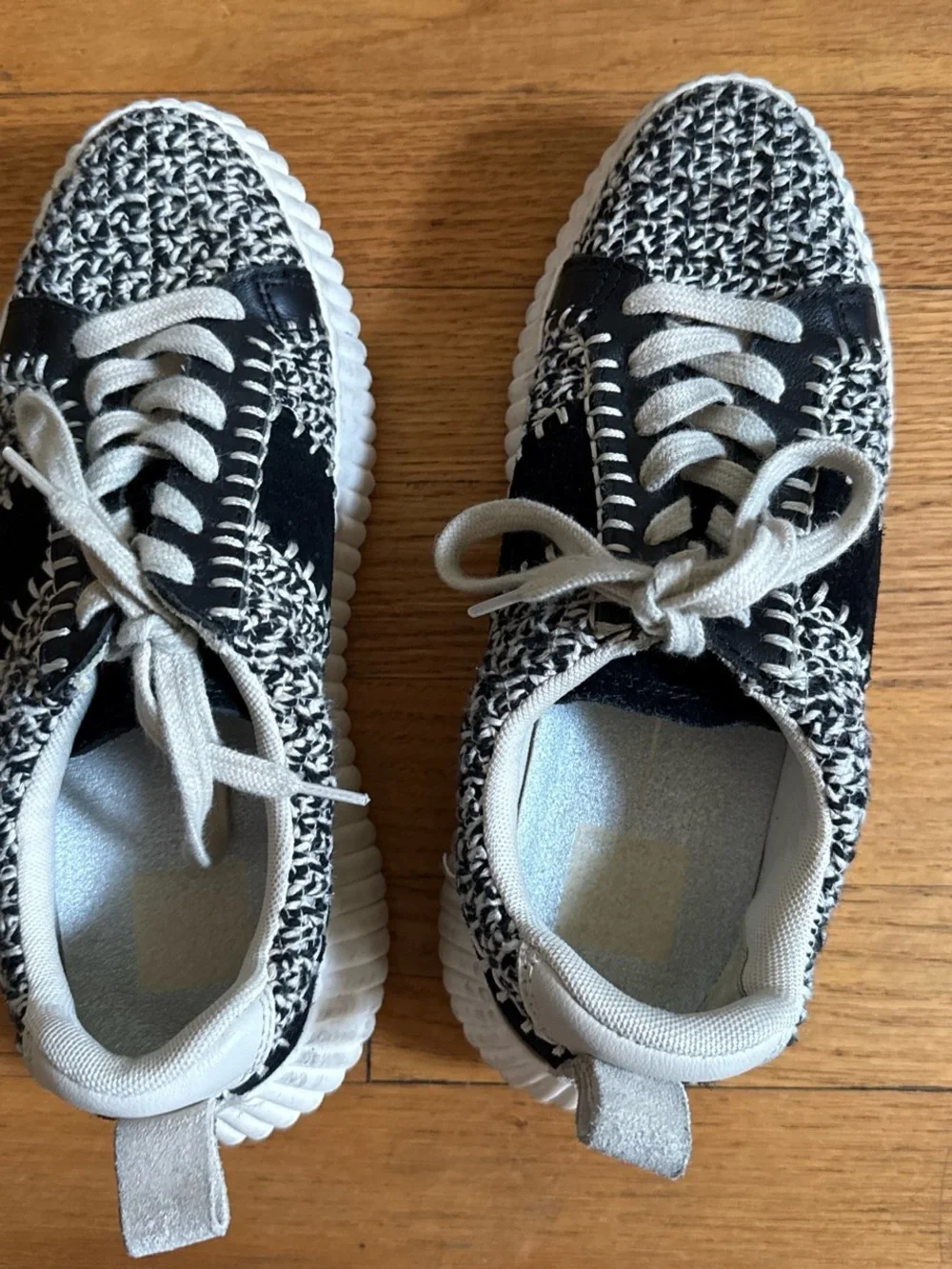 Dolce Vita Black and White Knit Platform Sneakers